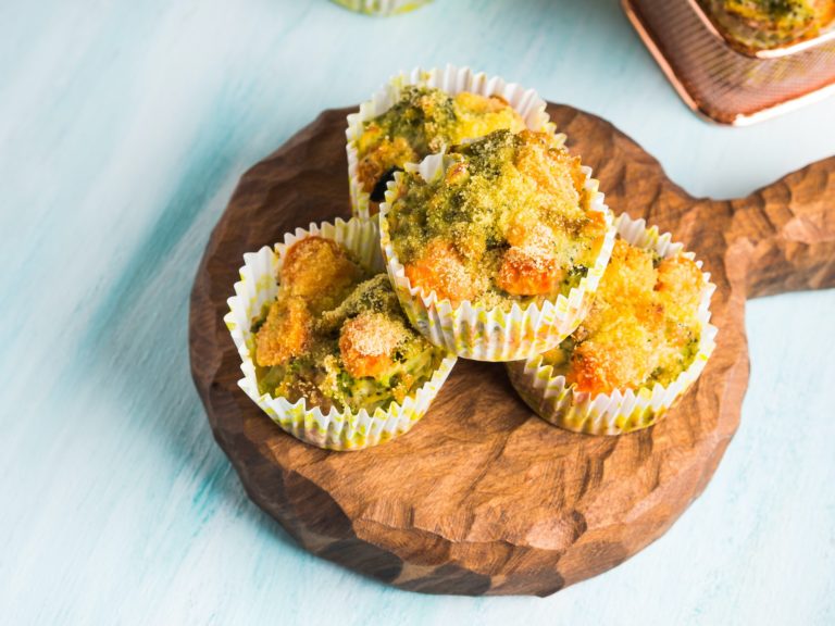 Healthy vegetable muffins with carrot and broccoli